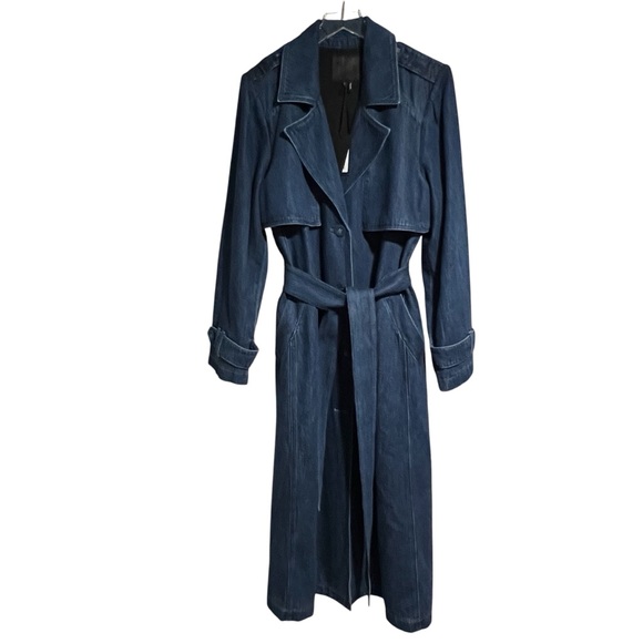 🆕 PAIGE Denim Trench Coat RAINA Rylie NWT Luxury longline 10 Cotton Couture - Picture 6 of 16